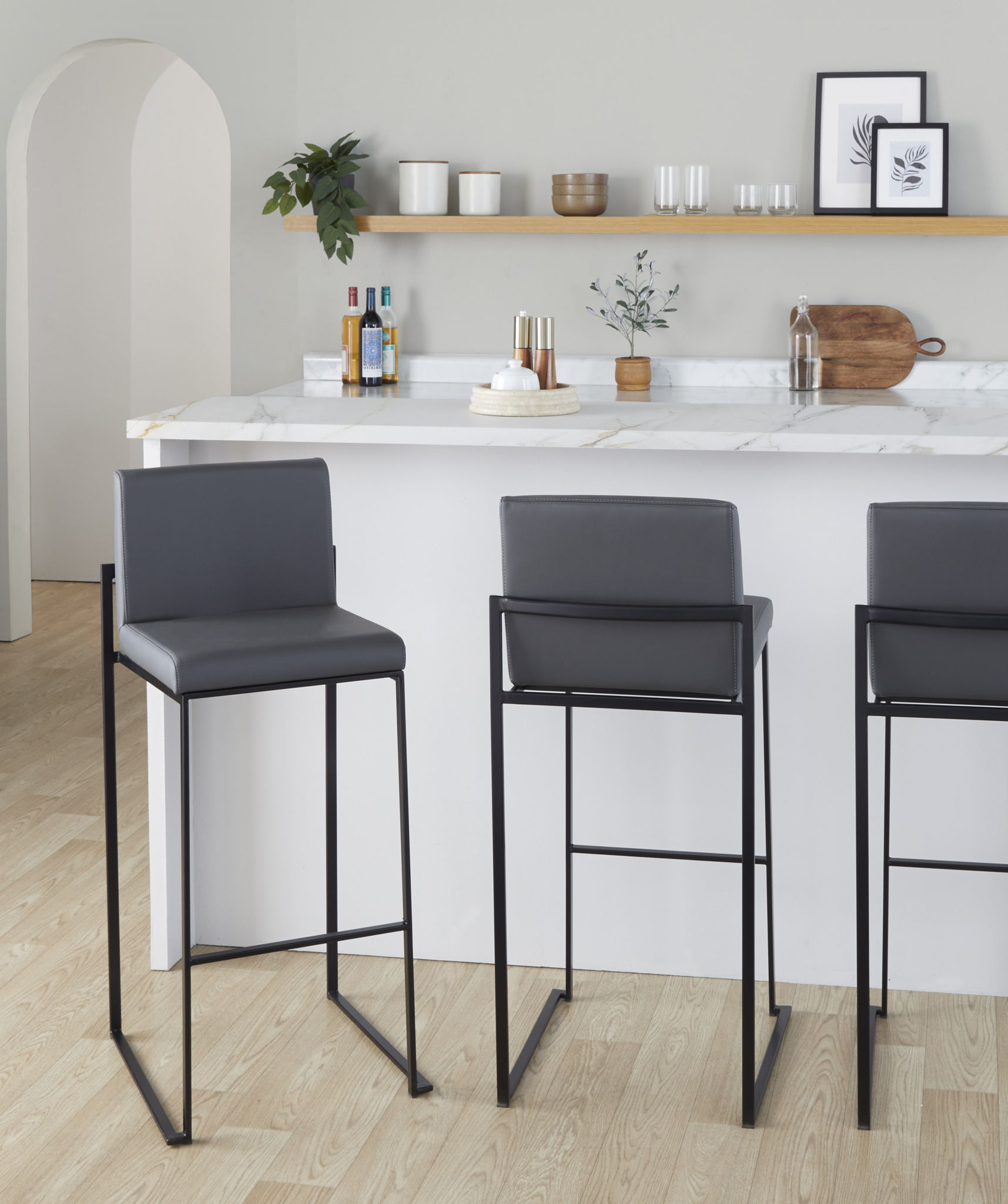Fuji - Contemporary High Back Barstool Elegant Design