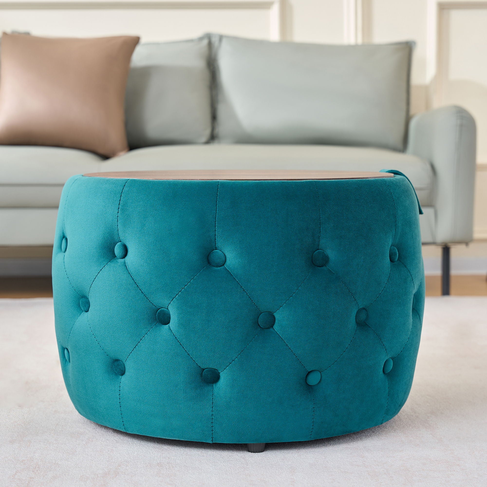 Nesting Ottomans 2 Piece With Tray, 4 In 1 Function