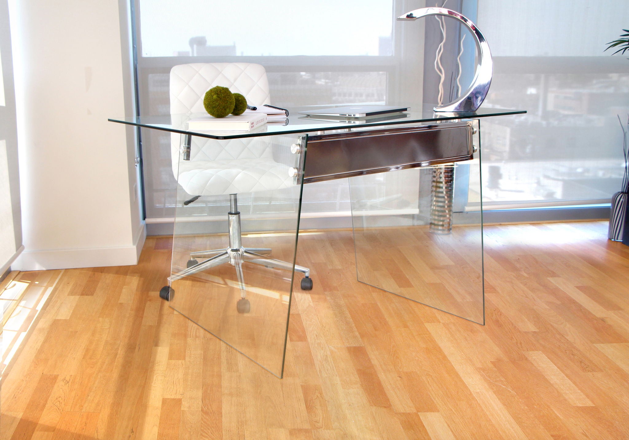 Glacier - Contemporary Desk - Clear / Chrome
