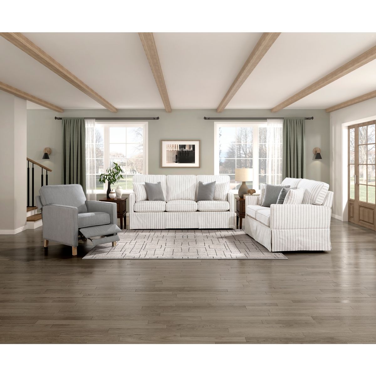 Hampstead - Sofa - White & Gray Stripe