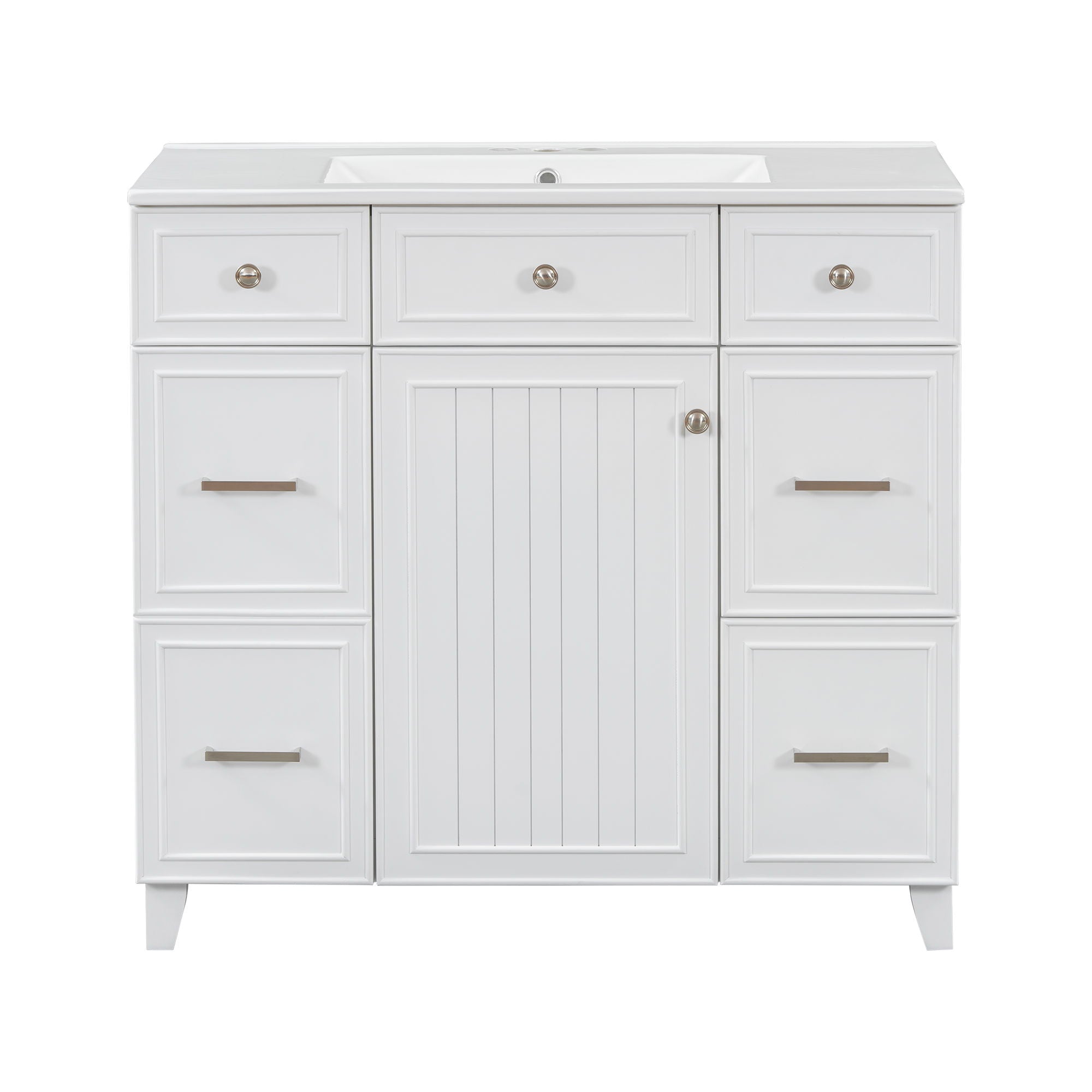 Bathroom Vanity With Ceramic Sink, Soft Close Doors, Adjustable Shelves