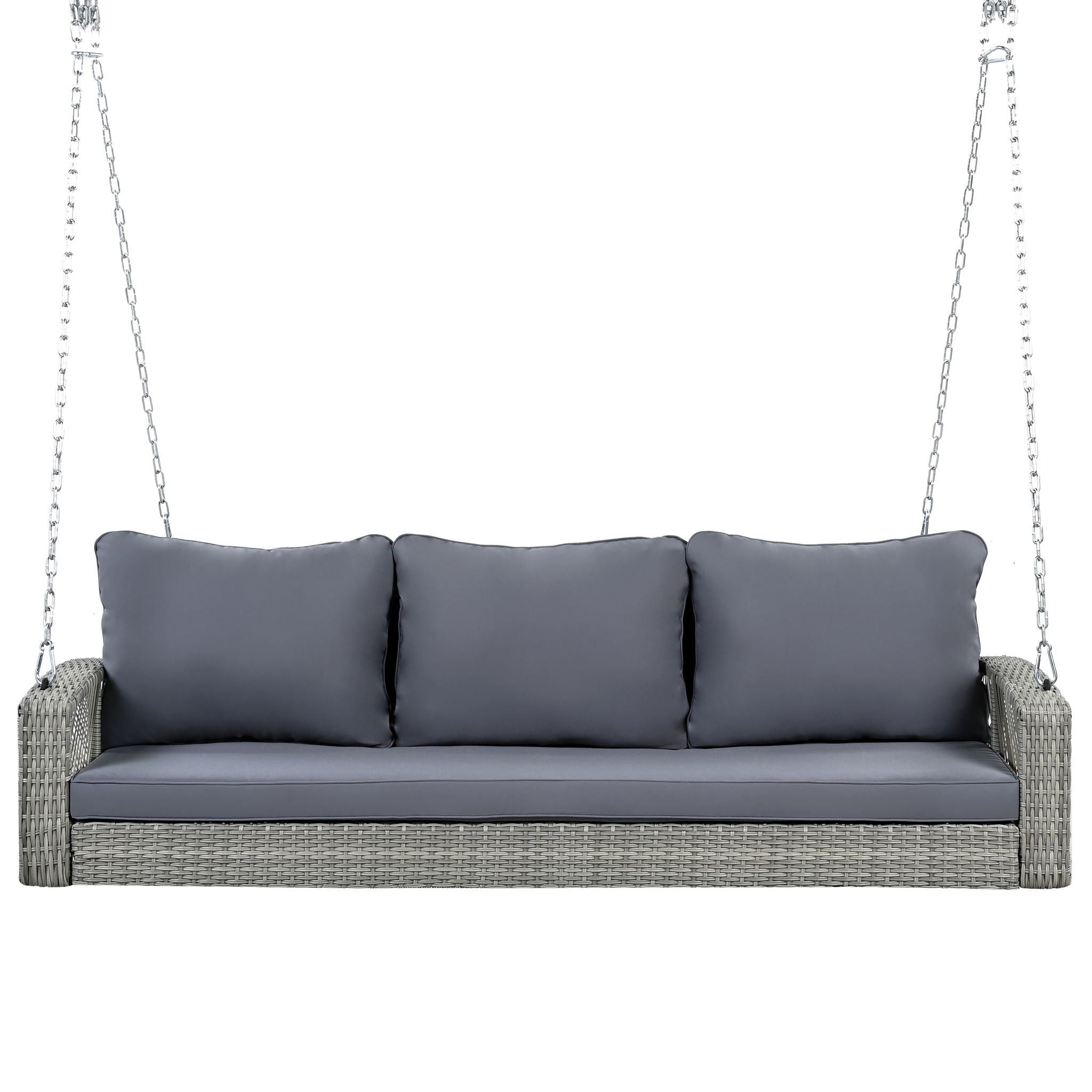 3 Person Large Patio Swing Bench With Cushions For Backyard