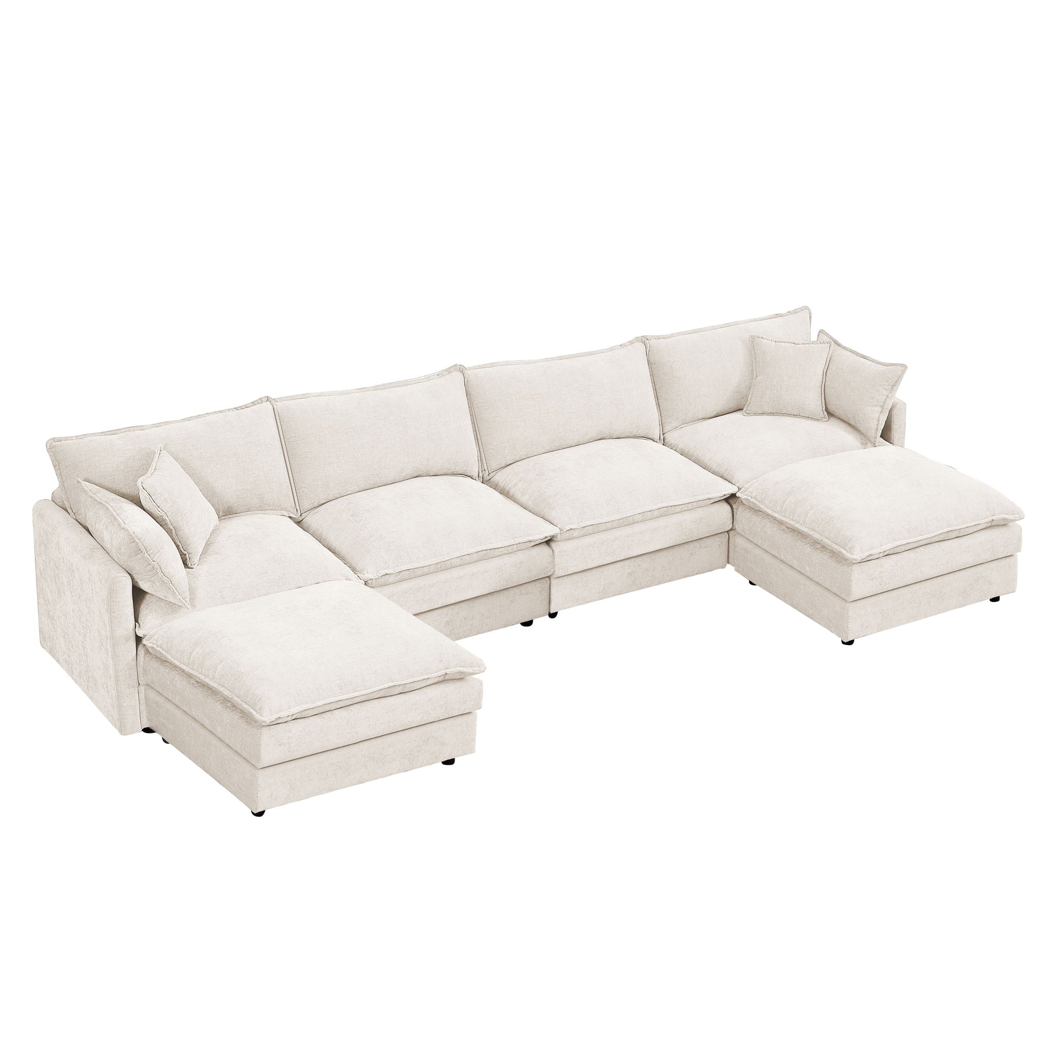 Modular U Shaped Sectional Sofa, 4 Seater Comfy Cloud Couch