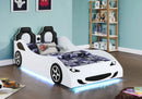 Cruiser Wood  LED Race Car Bed and 7-inch Mattress Blue