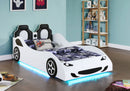 Cruiser Wood  LED Race Car Bed and 7-inch Mattress Blue