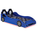 Cruiser Wood  LED Race Car Bed and 7-inch Mattress Blue