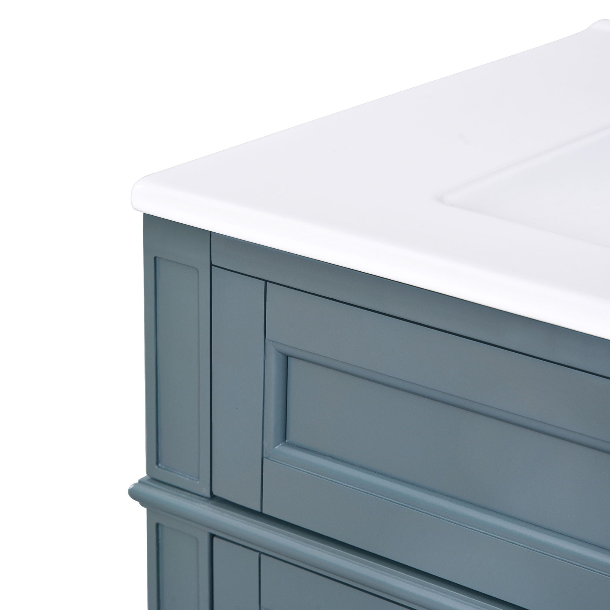 Bathroom Vanity With Top Sink, Storage Cabinet With 2 Drawers And Tip Out Drawer, Rectangular Design - Indigo Blue