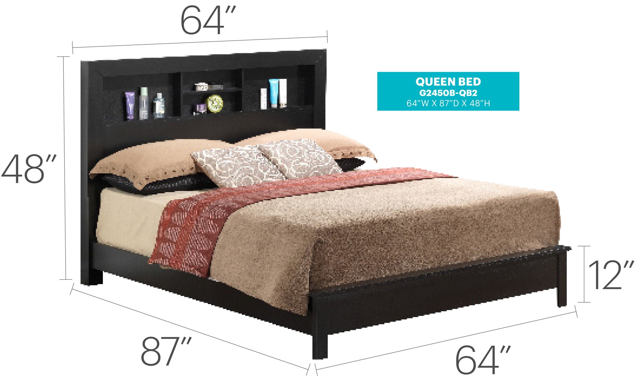 Bed With Transitional Design Stylish