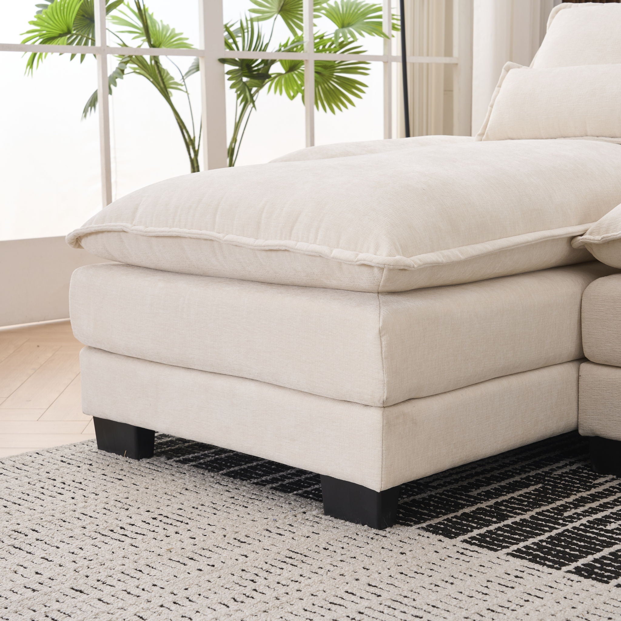 U Shaped Sofa With Console, Cupholders, USB Ports, 6 Seat, Bronzing Suede &