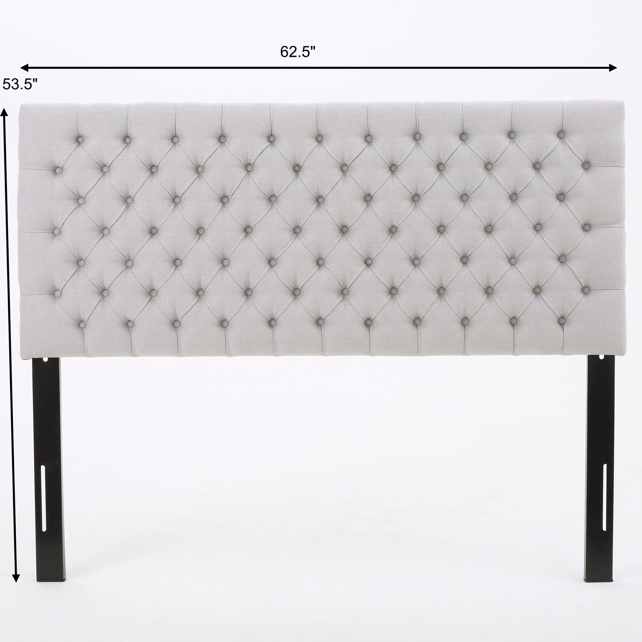 Queen Size Headboard With Button Tufting - Light Gray