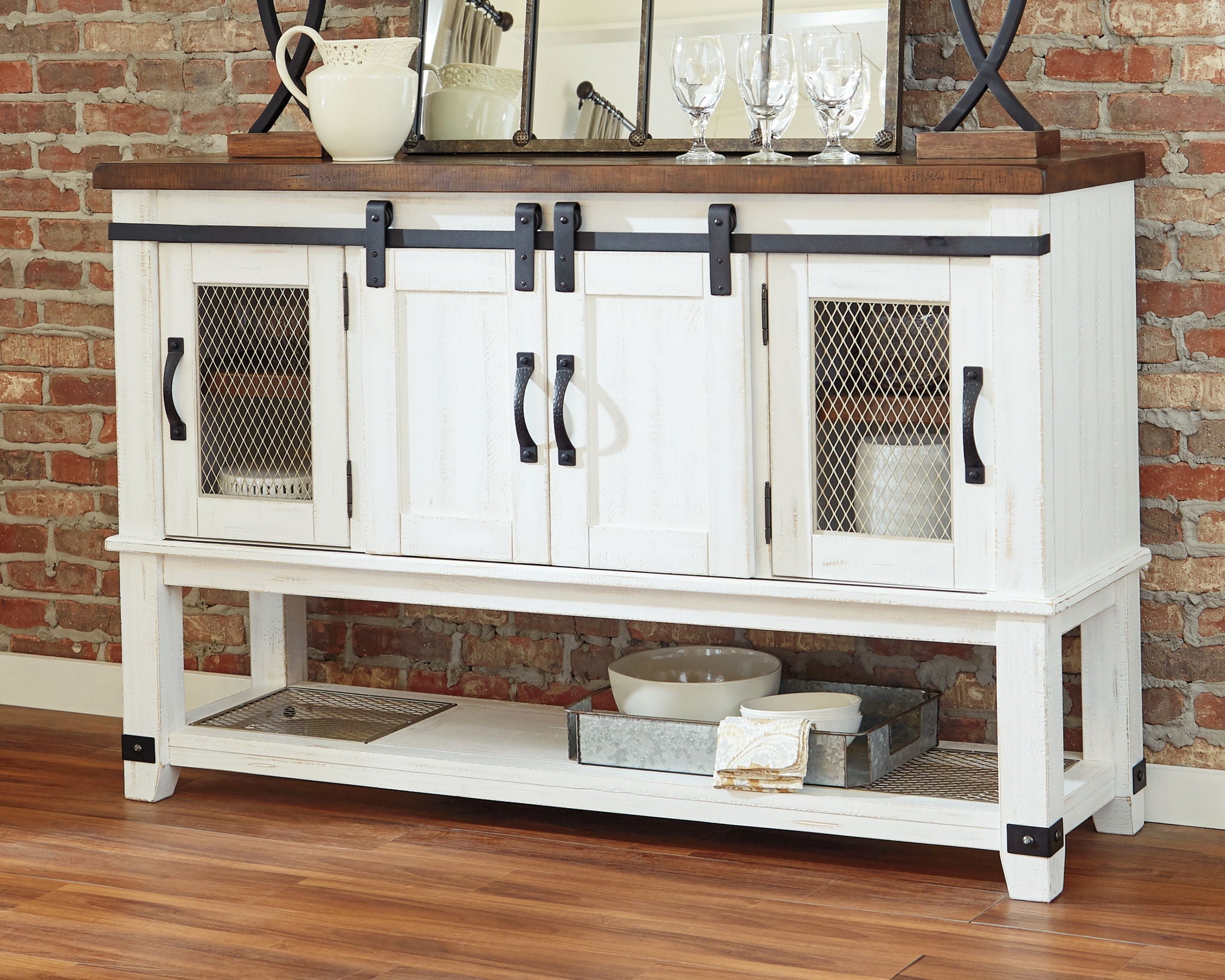 Valebeck - Dining Room Server - White / Brown