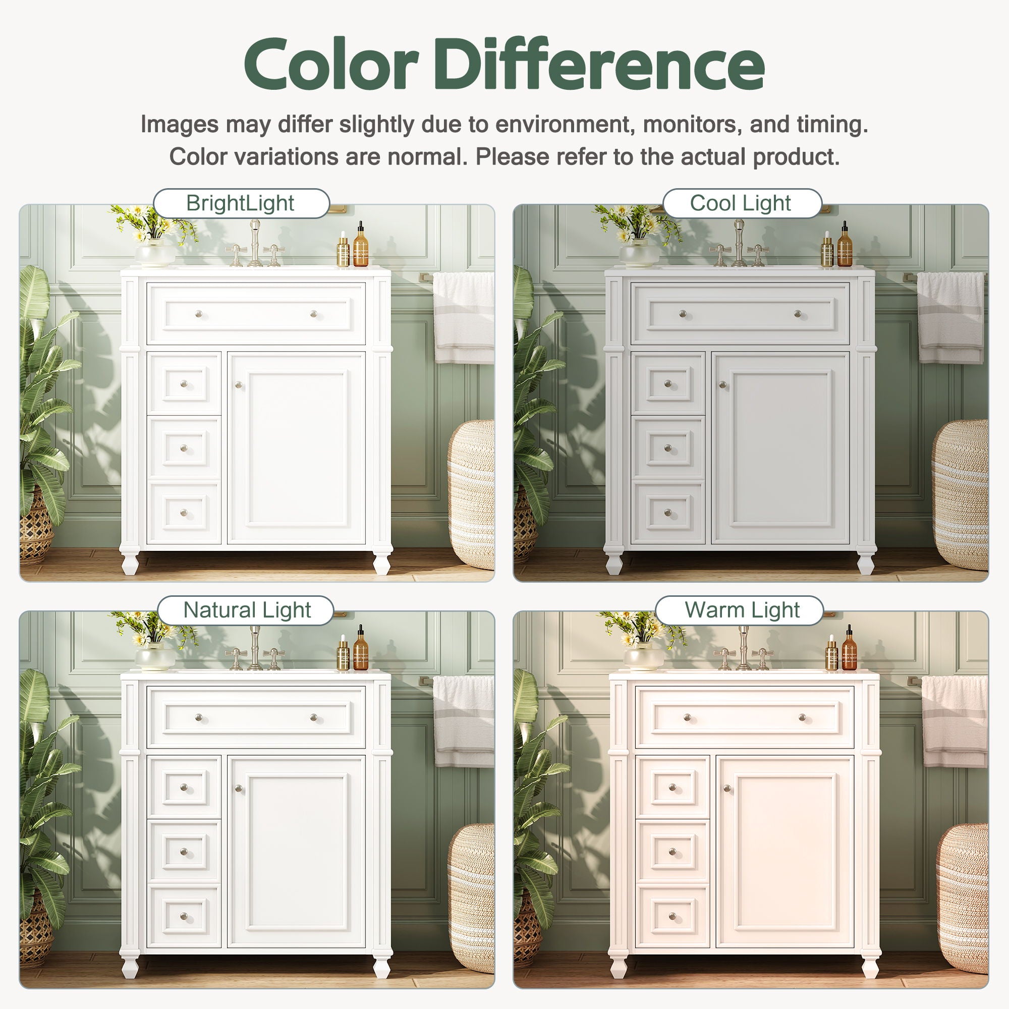 Bathroom Vanity Cabinet With Sink, Soft Close Doors With Door Organizer