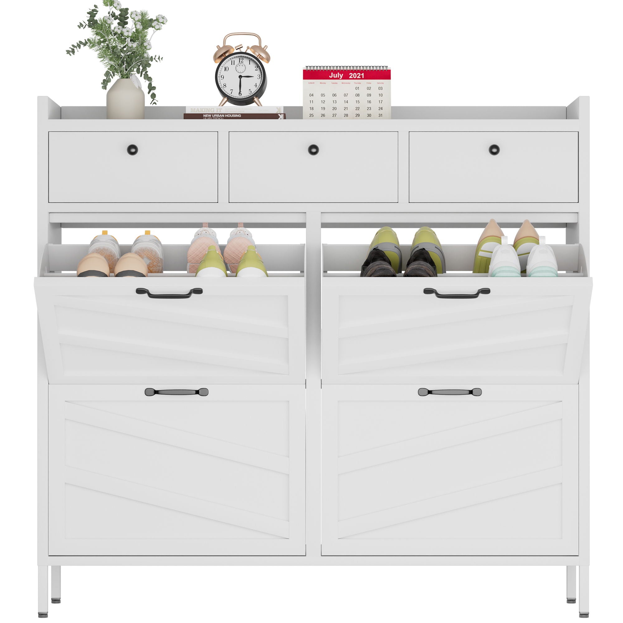 Shoe Cabinet With Flip Drawers