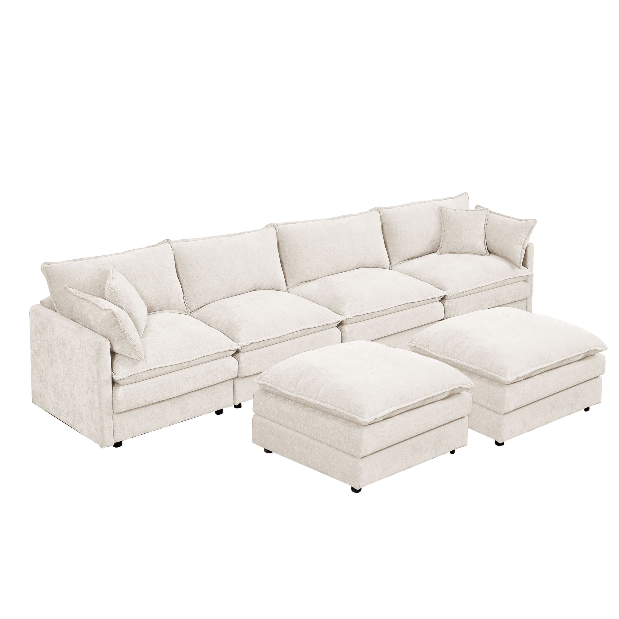 Modular U Shaped Sectional Sofa, 4 Seater Comfy Cloud Couch