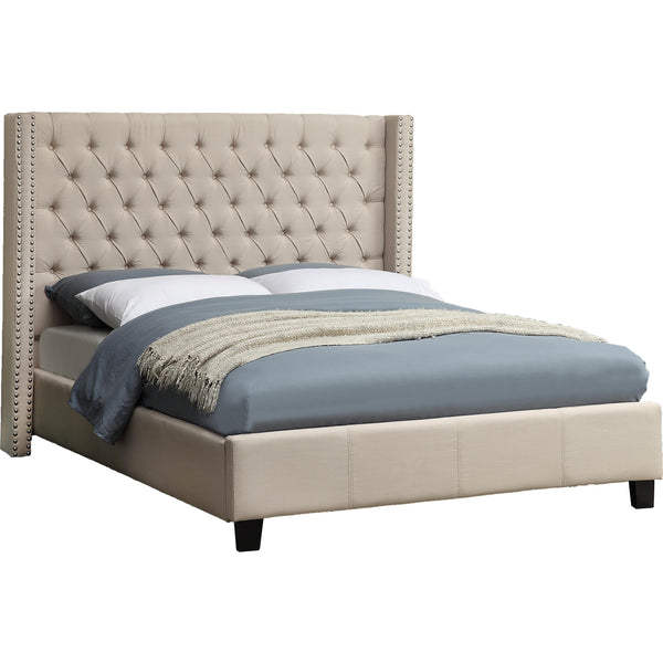 Meridian Ashton Beige Linen Textured King Bed IMAGE 1