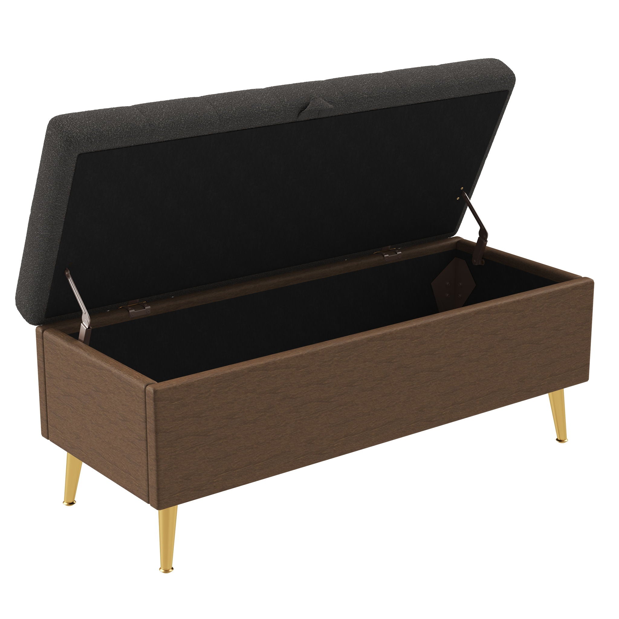 Modern Tufted Storage Ottoman Bench With Metal Legs