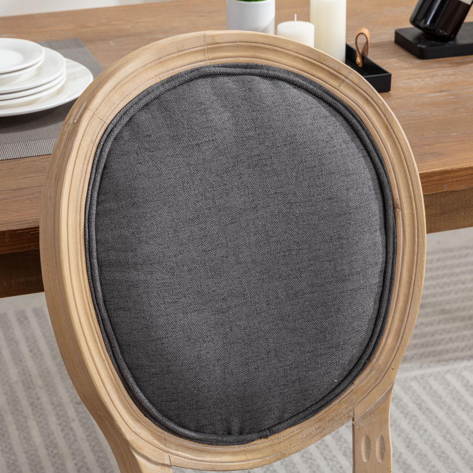 French Style Solid Wood Frame Antique Painting Fabric Back Dining Chair (Set of 2)