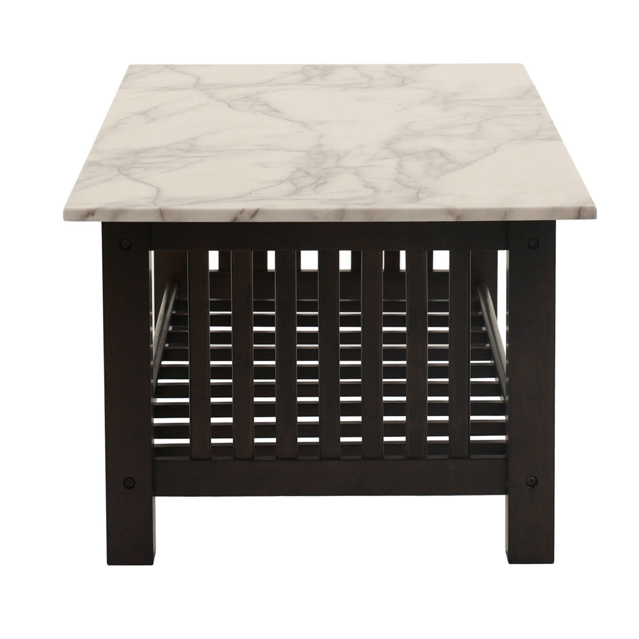 3 Piece Occasional Table Set, 1 Coffee Table And 2 End Tables, Open Storage Design - Walnut