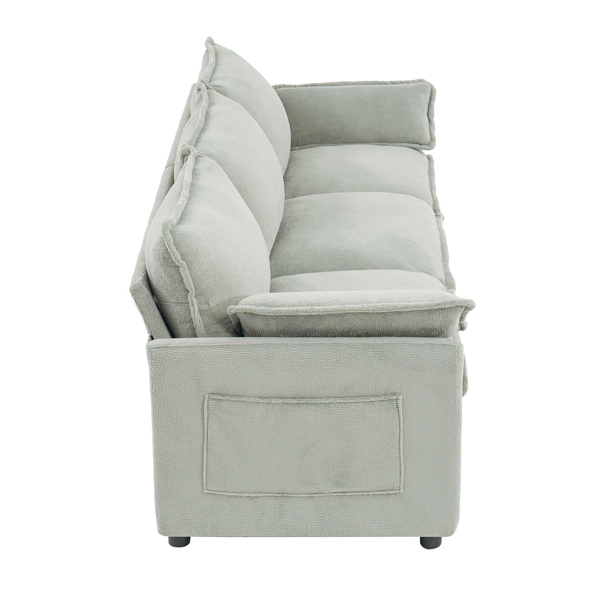 Modern 3 Seater Sofa With Side Storage Pockets For Living Room