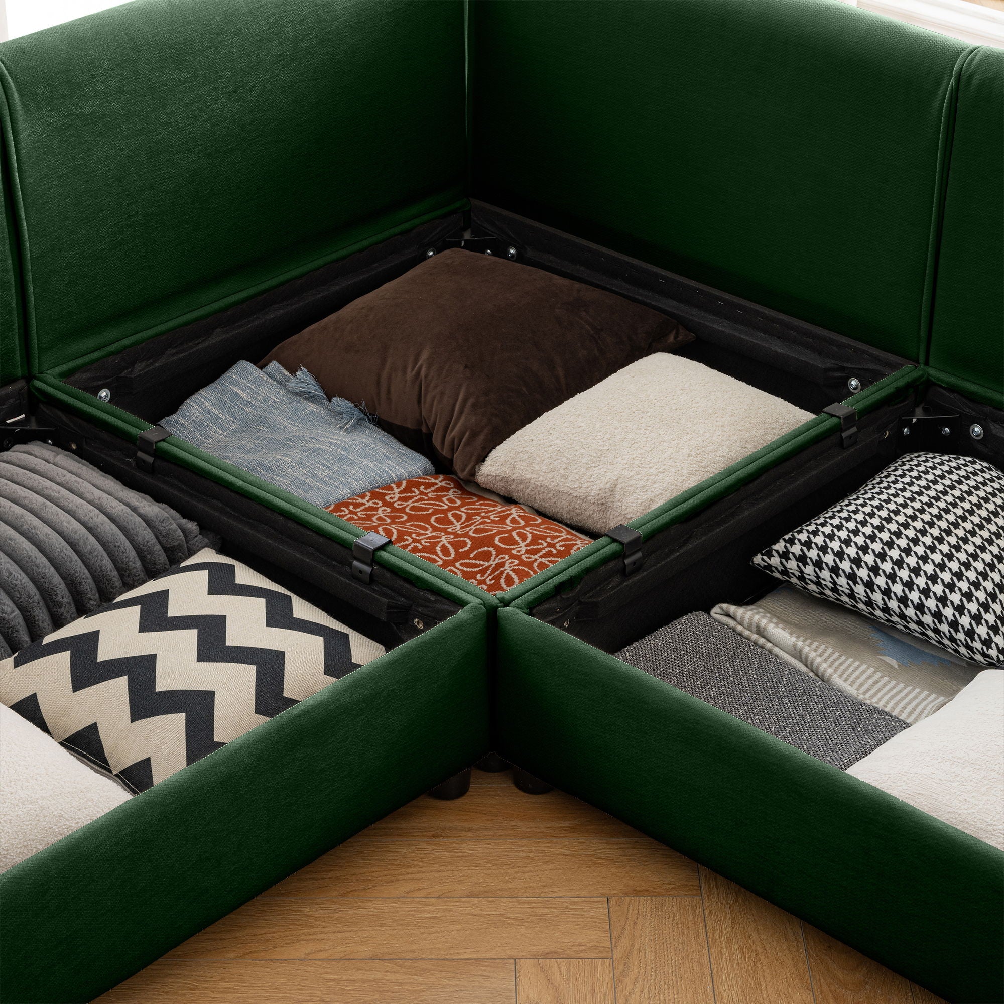 Modern Modular Sectional Sofa With Storag, Contemporary Cylindrical Design