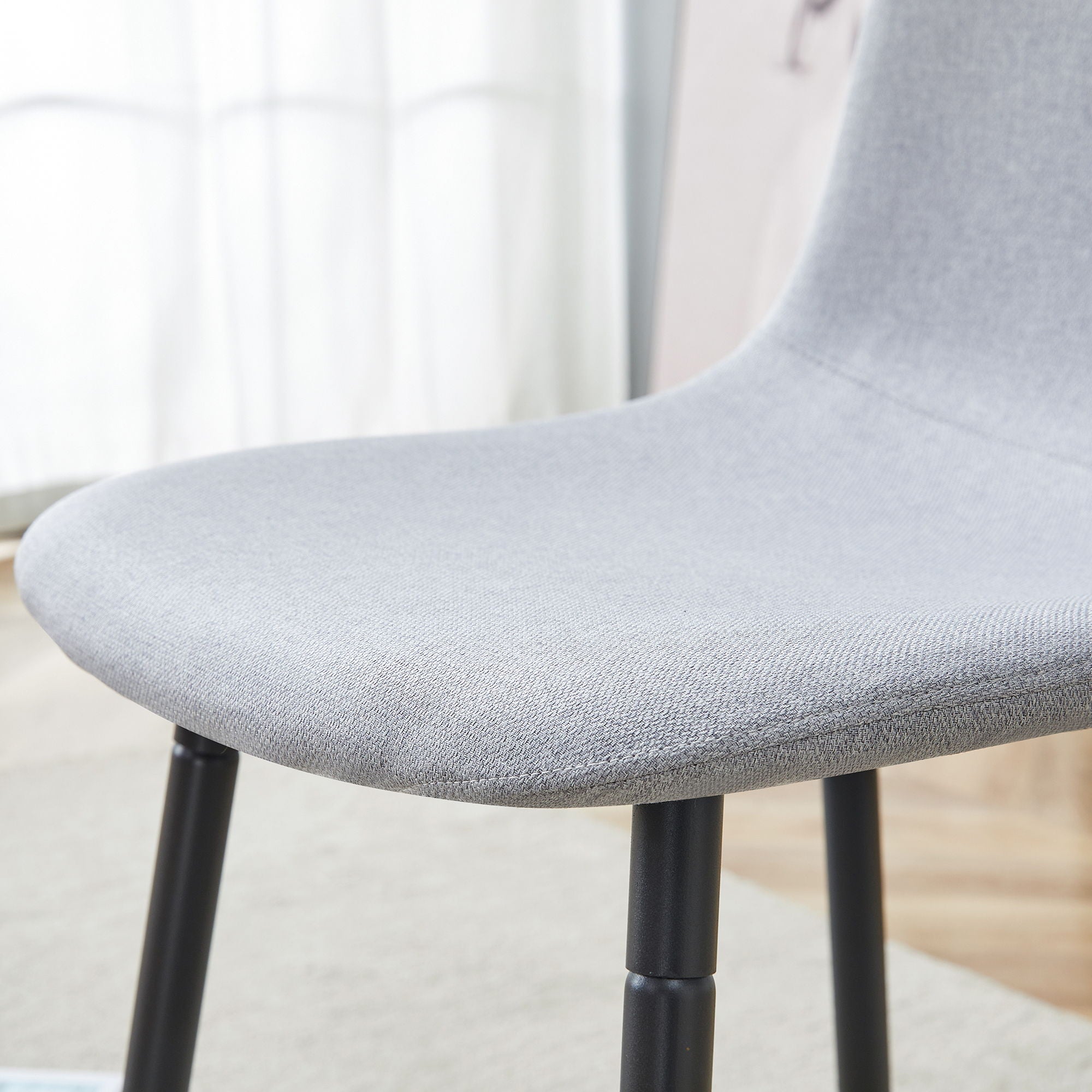 Modern Medieval Style Cushioned Side Chairs Set With Metal Legs For Kitchens