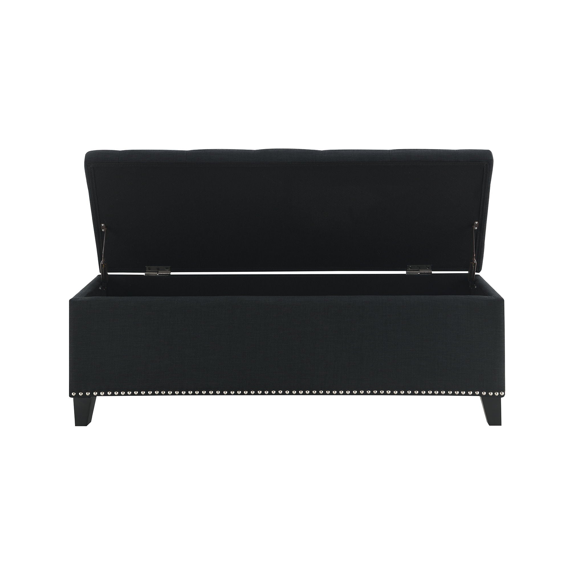 Button-Tufted Storage Ottoman With Safety Close Hinge