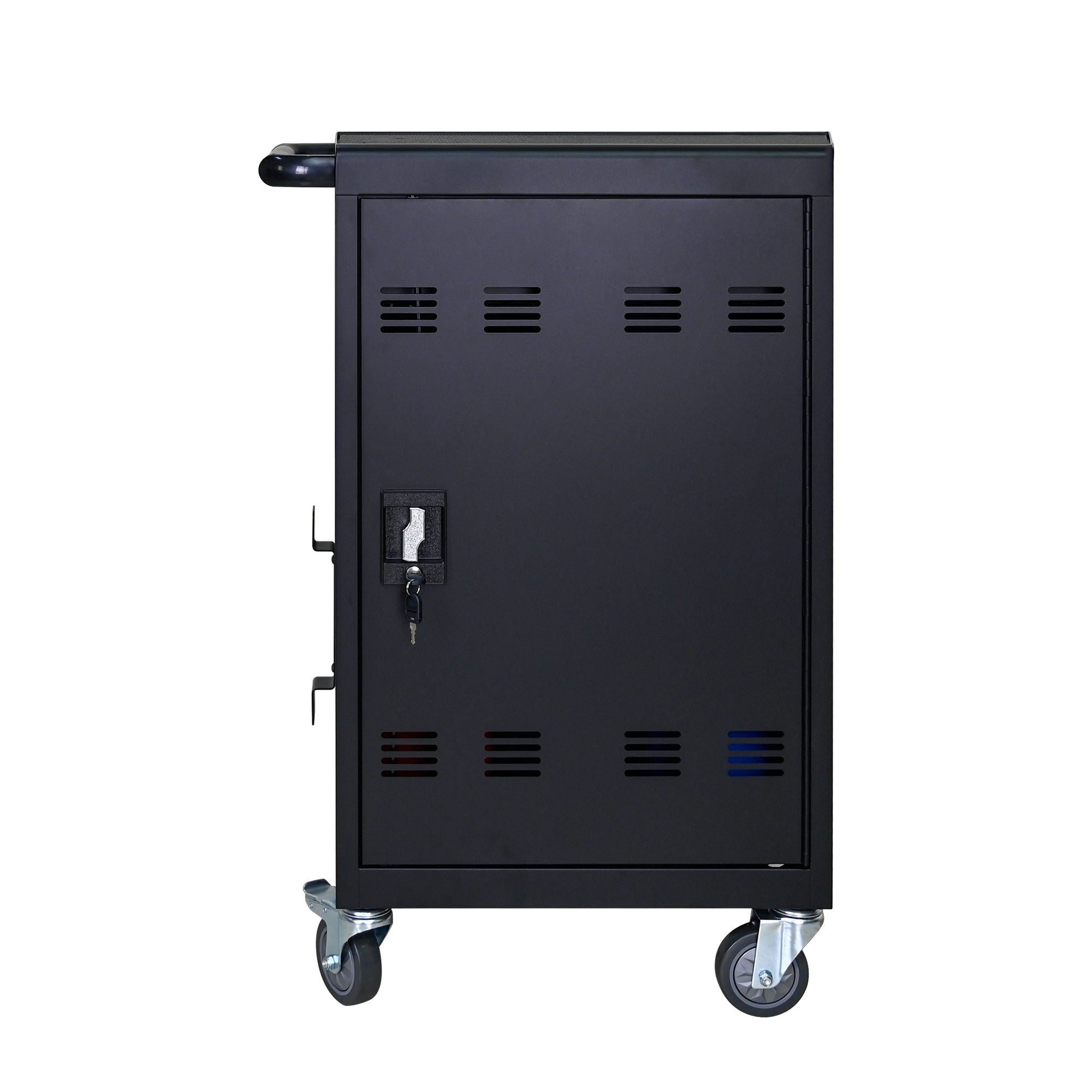 32 Bit Device Charging Trolley For Tablets And Laptops With Cable Management, Removable Doors - Matte Black