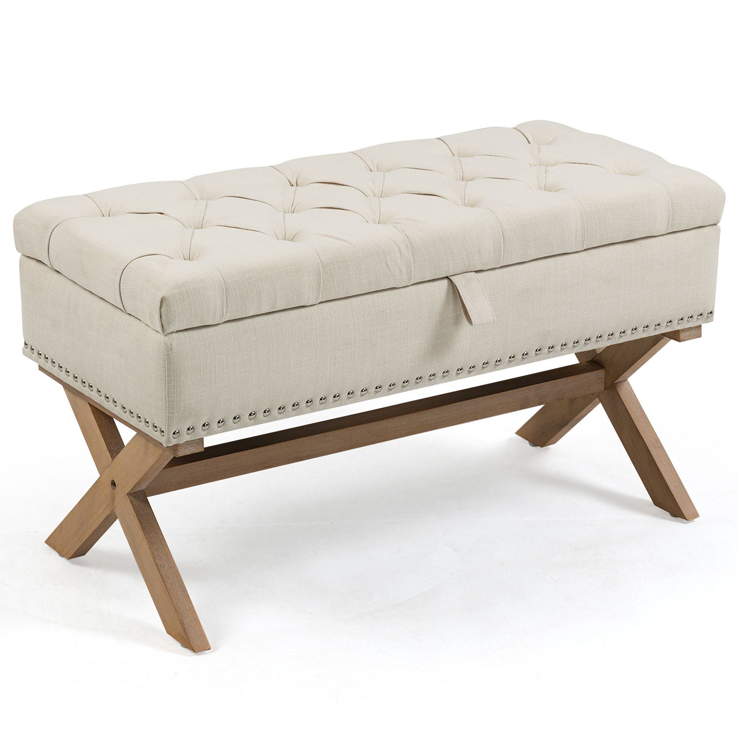 Storage Ottoman, Button-Tufted Ottoman Storage Bench, Ottoman With Storage
