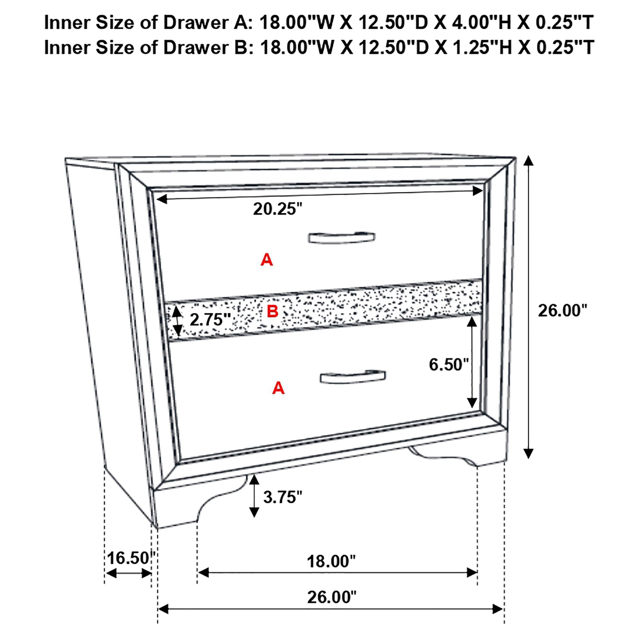 Diamond Modern Furniture COA Miranda 2-Drawer Nightstand 206362 IMAGE 10