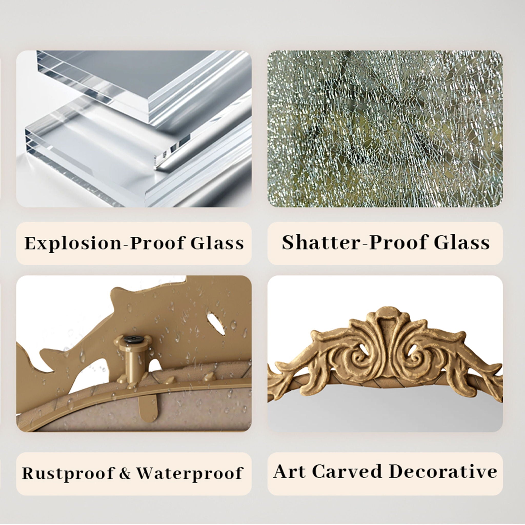 Vintage Arched Full Body Mirror, Wall Mounted For Living Room