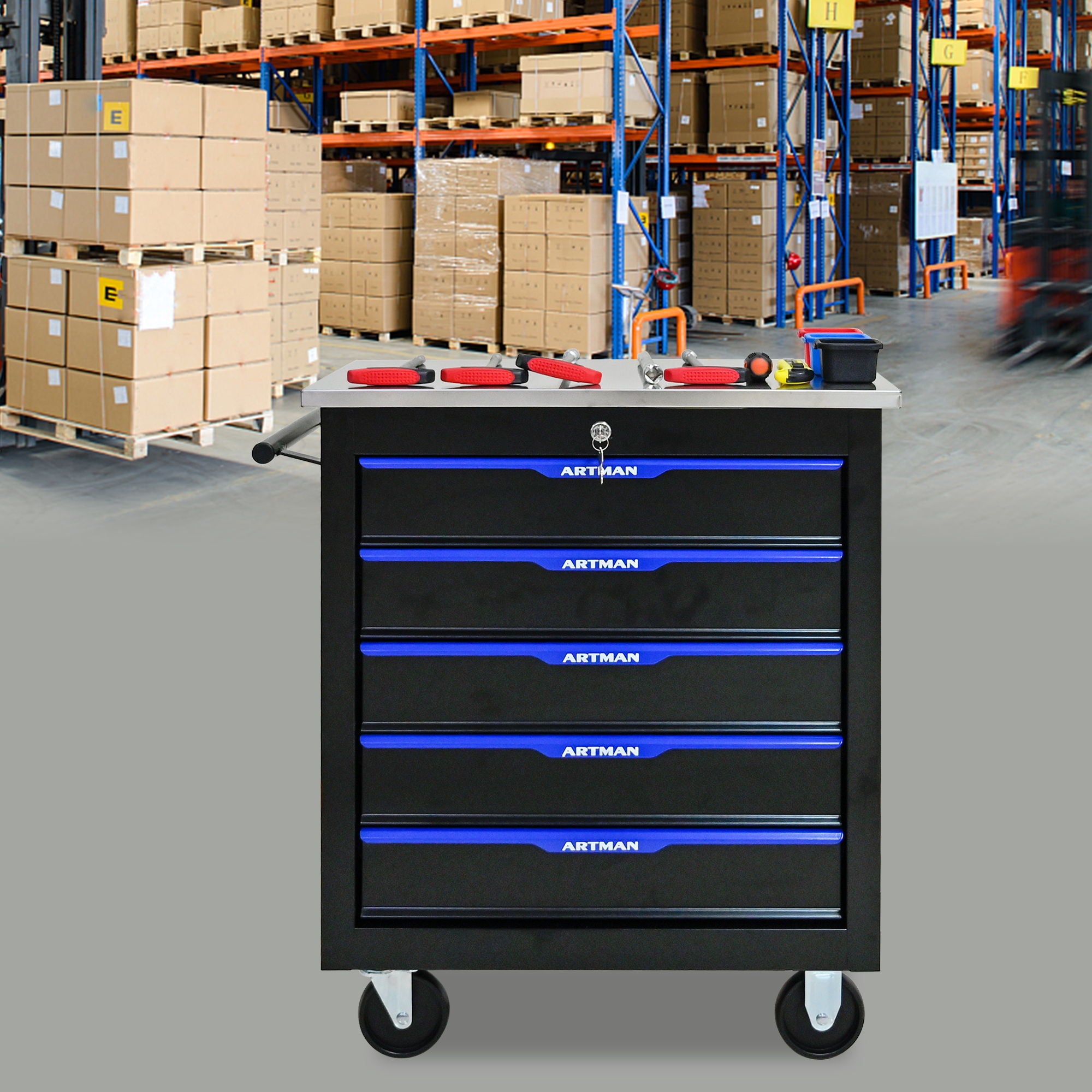 Drawer Multifunctional Tool Cart With Wheels