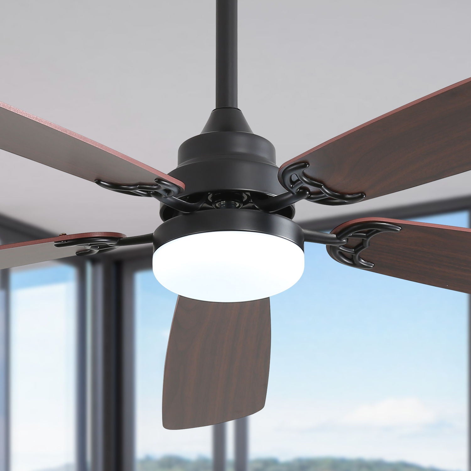 Ceiling Fan With LED Light, 6 Speed Wind, 5 Blades, Remote Control DC Motor