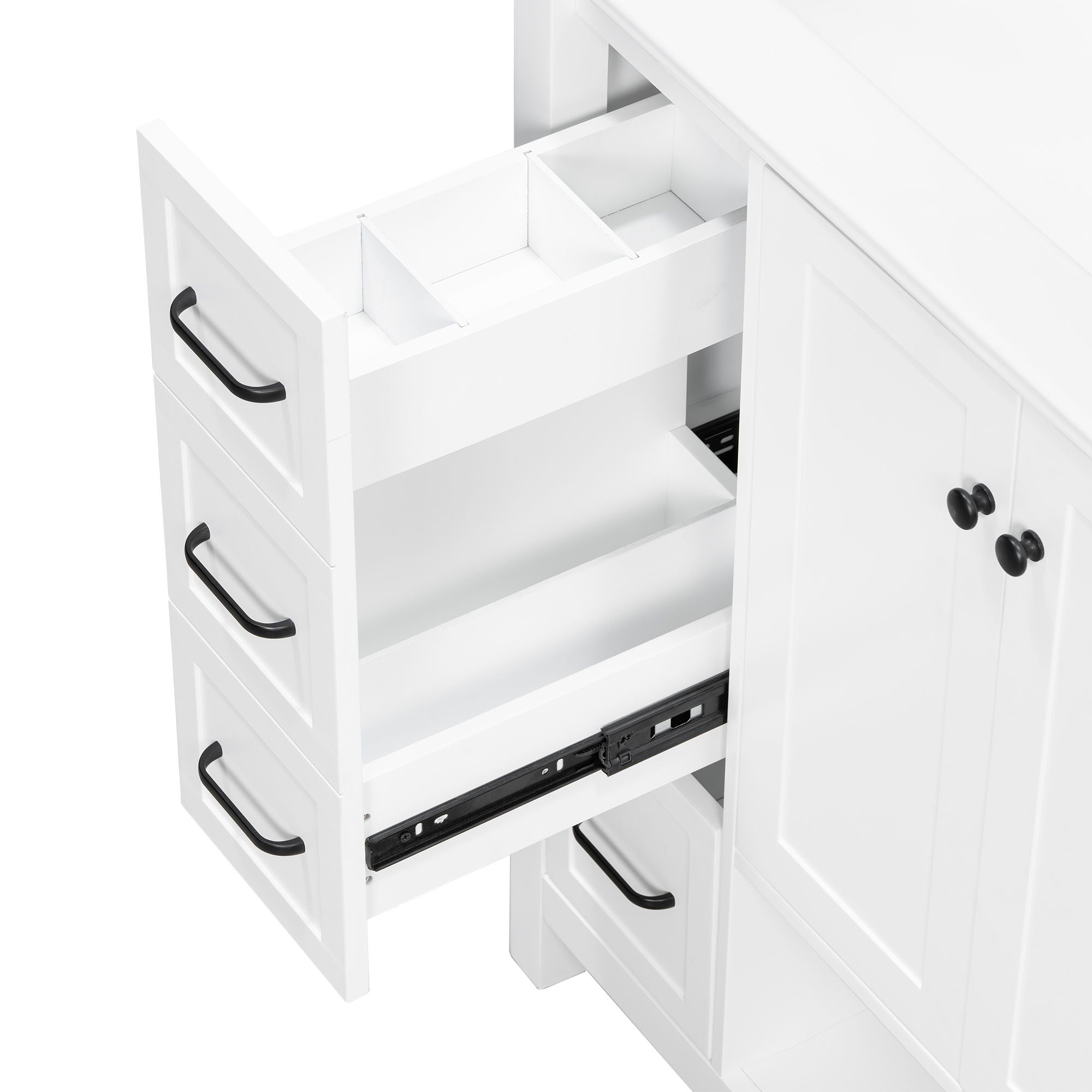 Bathroom Vanity With Sink Top, Bathroom Vanity Cabinet With 2 Doors And 2 Drawers, Open Shelf