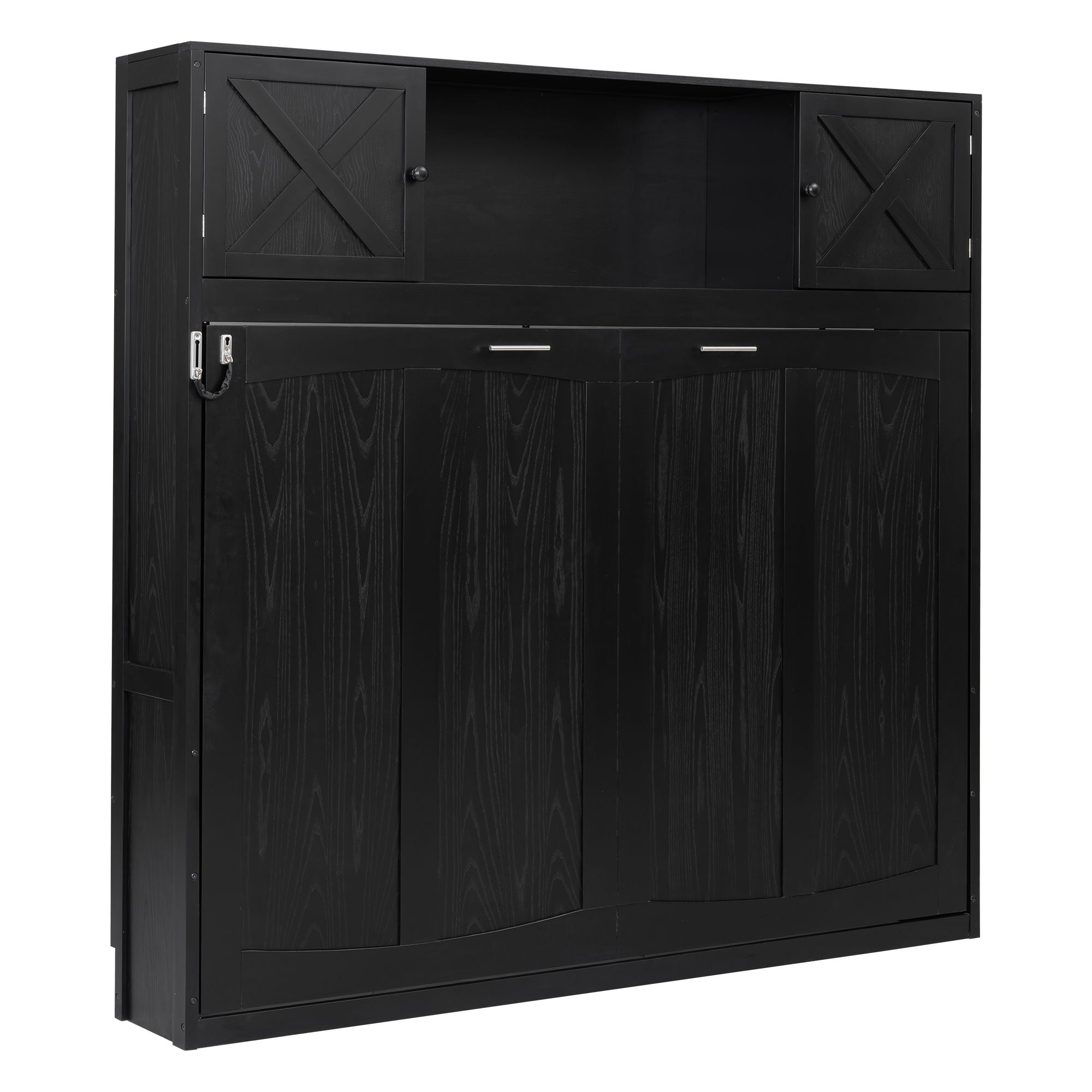 Rustic Casual Murphy Bed With Storage Cabinets