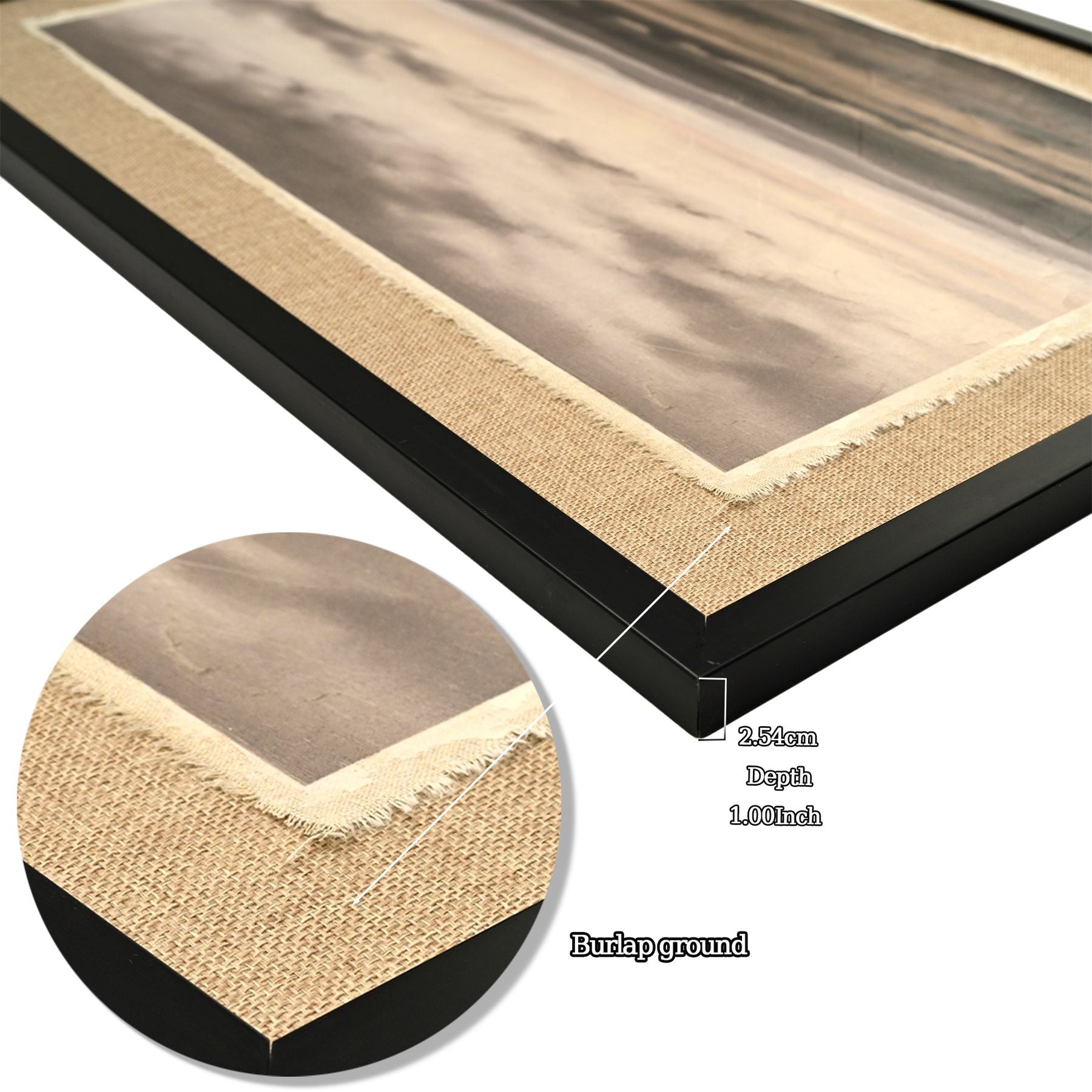 Vintage Landscape Large Framed Wall Art, Nature Wilderness Scenery Paintings Decor Aesthetic - Ember Black / Linen Sesame