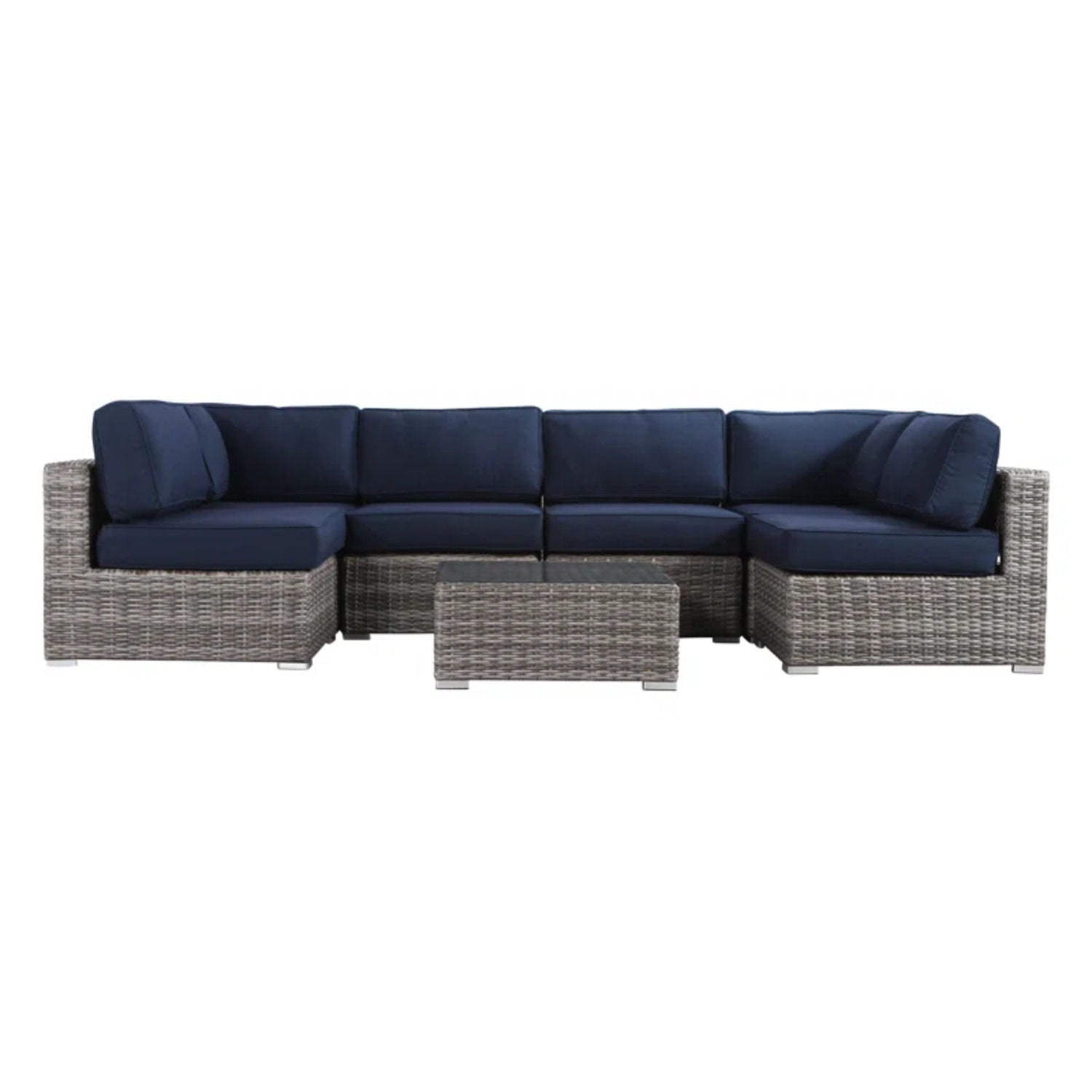 Seating Set With Cushions Handcrafted Wicker Design