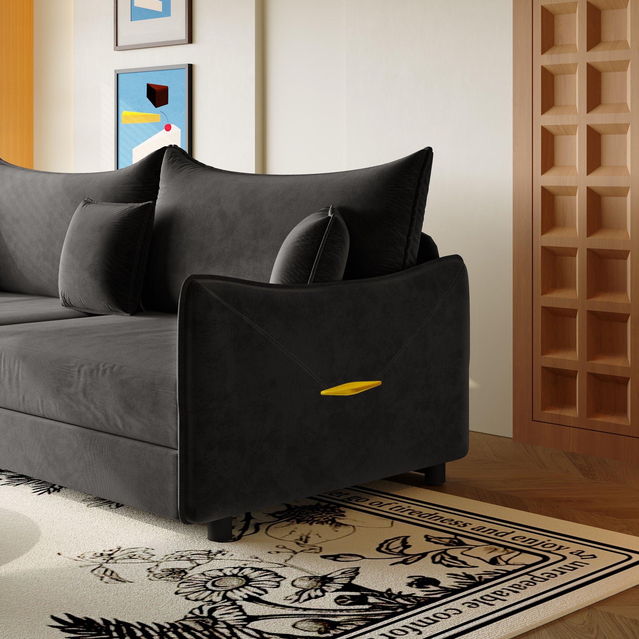 King Pull Out Sofa Bed, 3-In-1 Convertible Bed With 3 Pillows