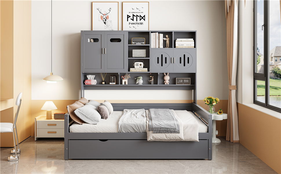 Daybed & All-In-One Cabinet And Shelf