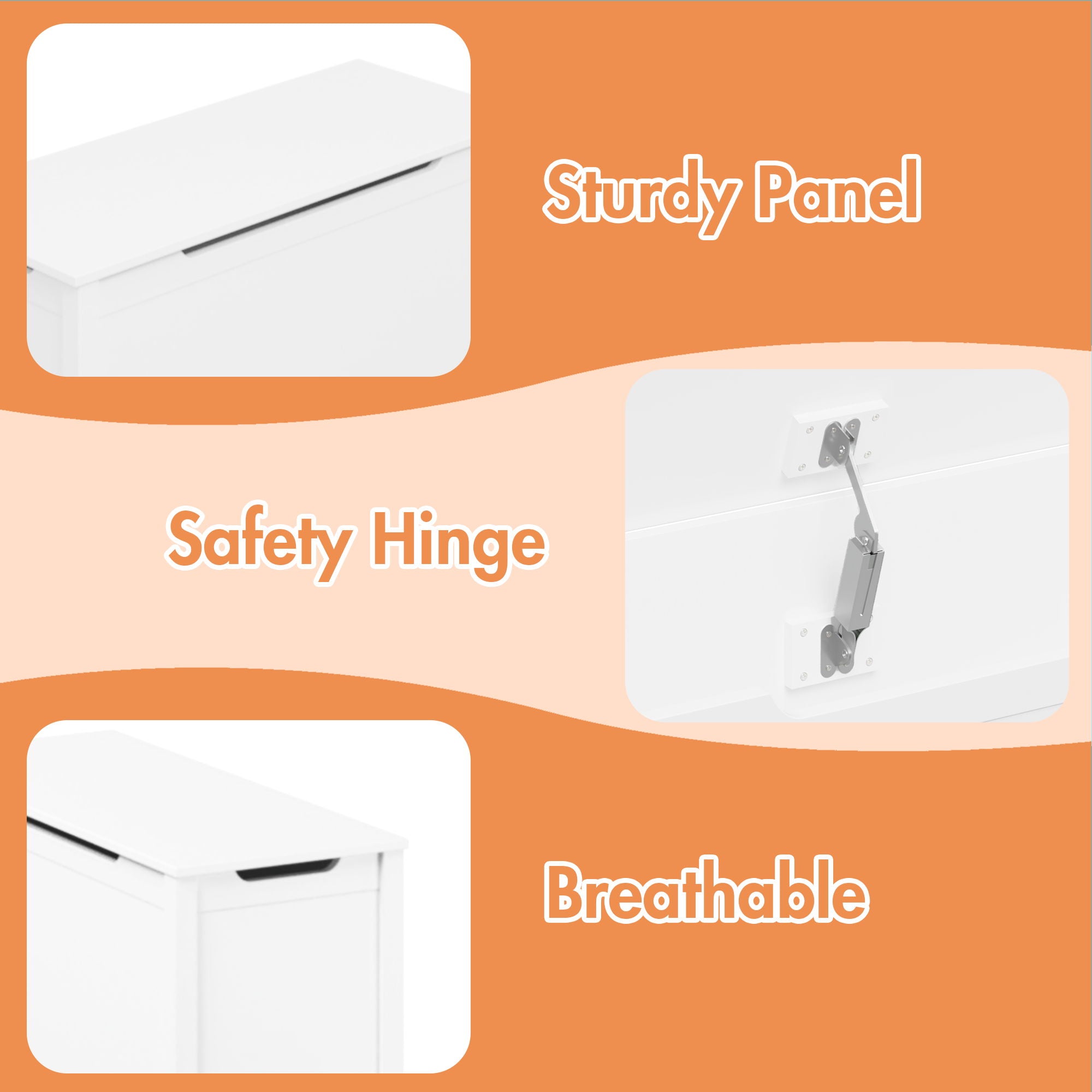 Toy Box Storage With Safety Hinged Lid