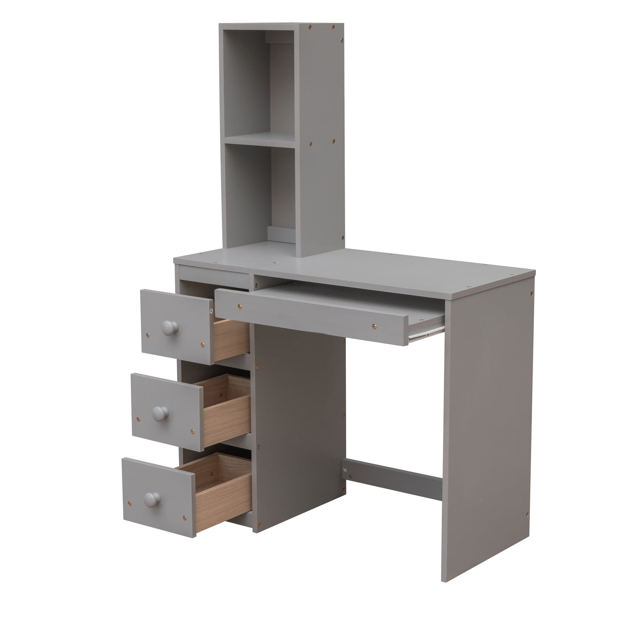 Loft Bed With Stand Alone Bed, Storage Staircase, Desk, Shelves, And Drawers