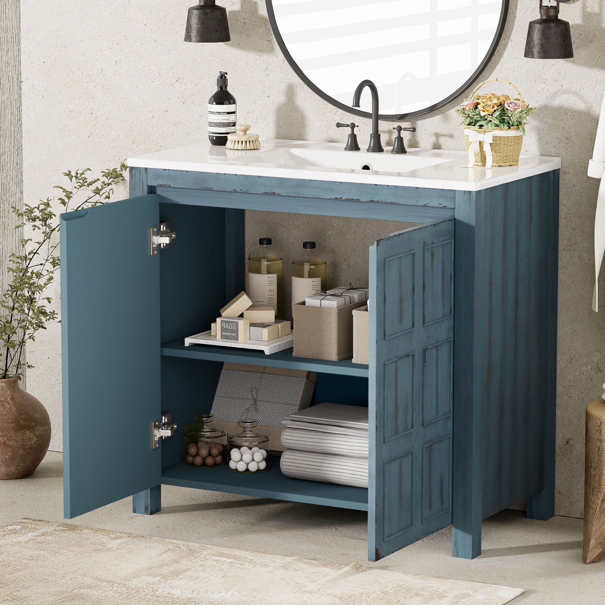 Bathroom Vanity Organizer With Sink, Combo Cabinet Set, Bathroom Storage Cabinet