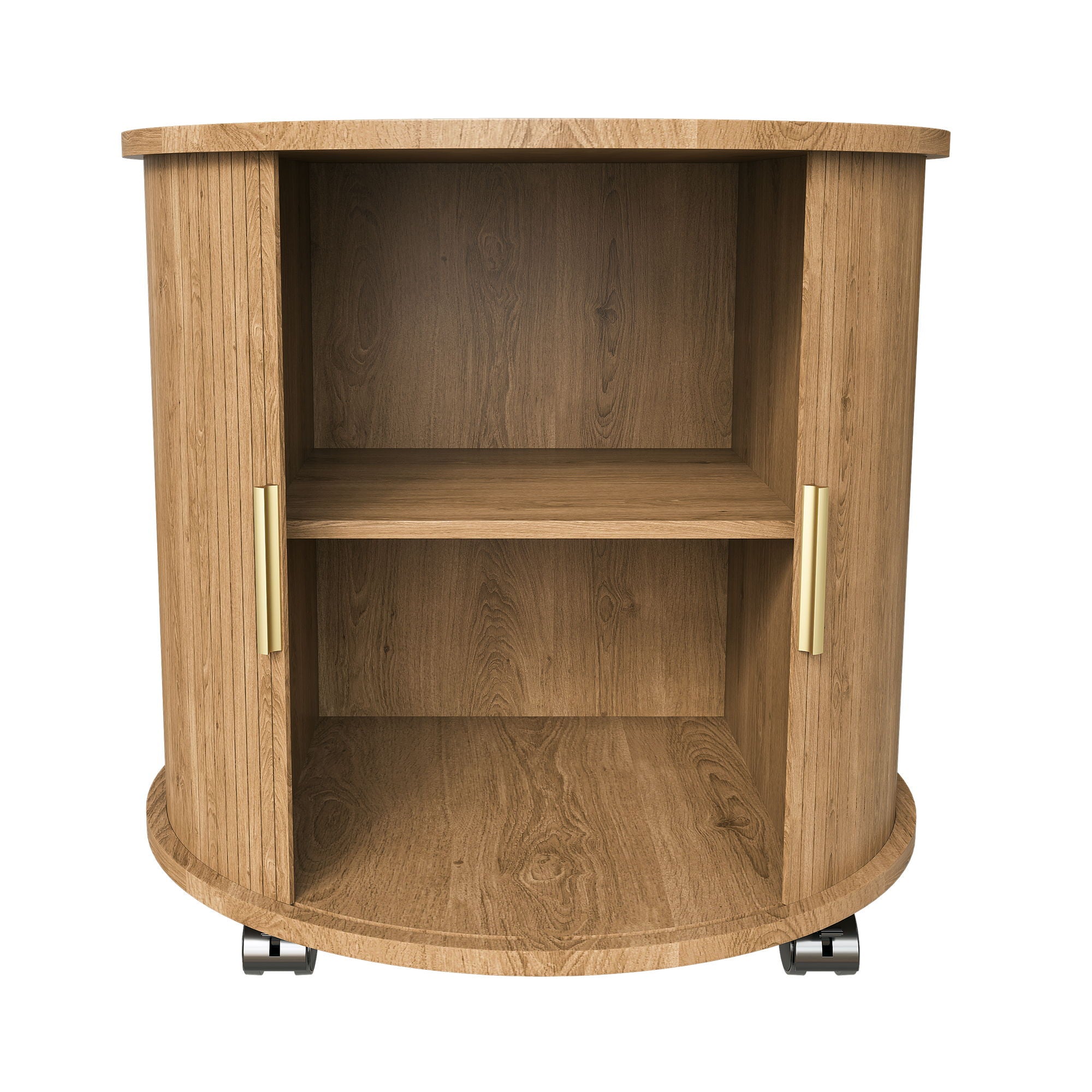 Cylinder Nightstand With Charging Station & Sliding Door