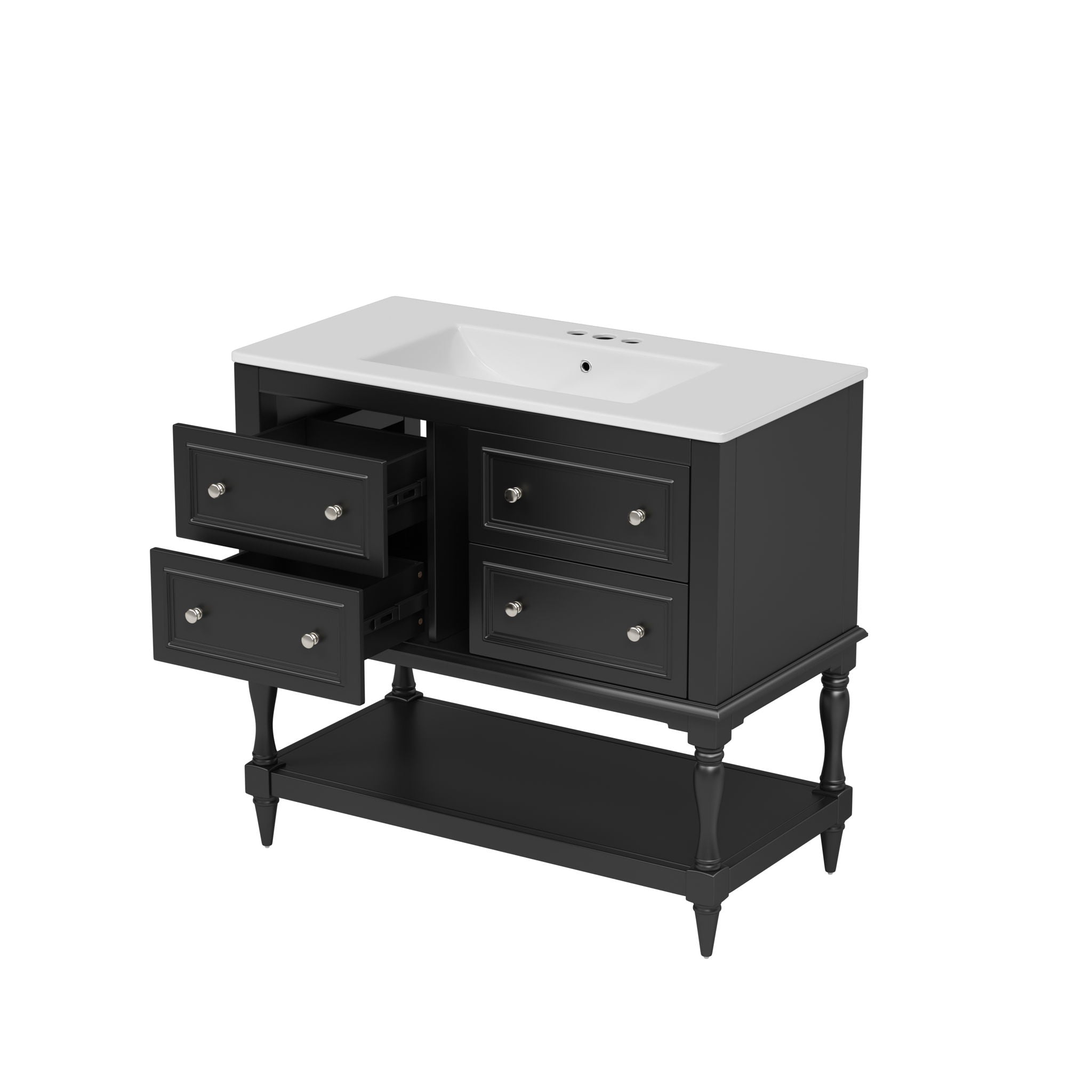 Bathroom Vanity Cabinet With Undermount Sink, 4 Drawer Set