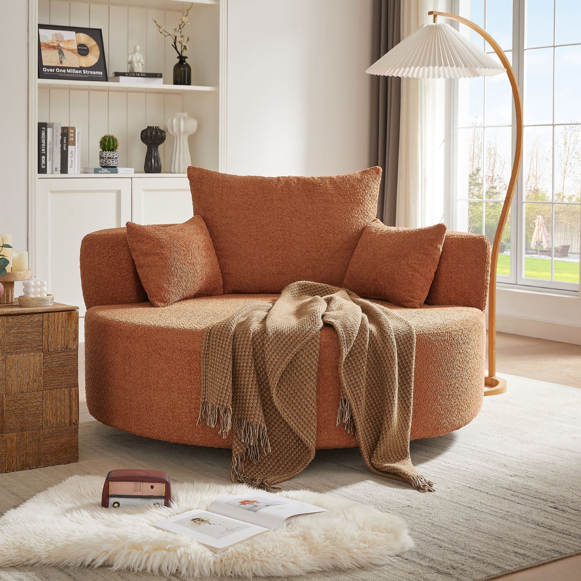 360° Swivel Accent Barrel Chair With 3 Removable Pillows For Living Room