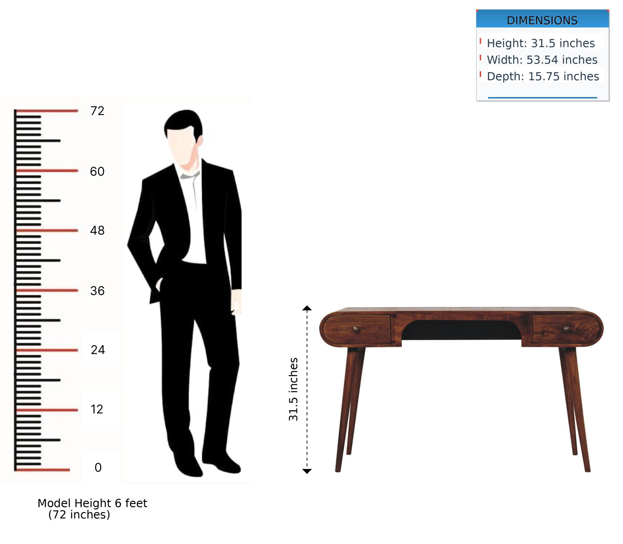 London - Arch Writing Desk - Dark Brown