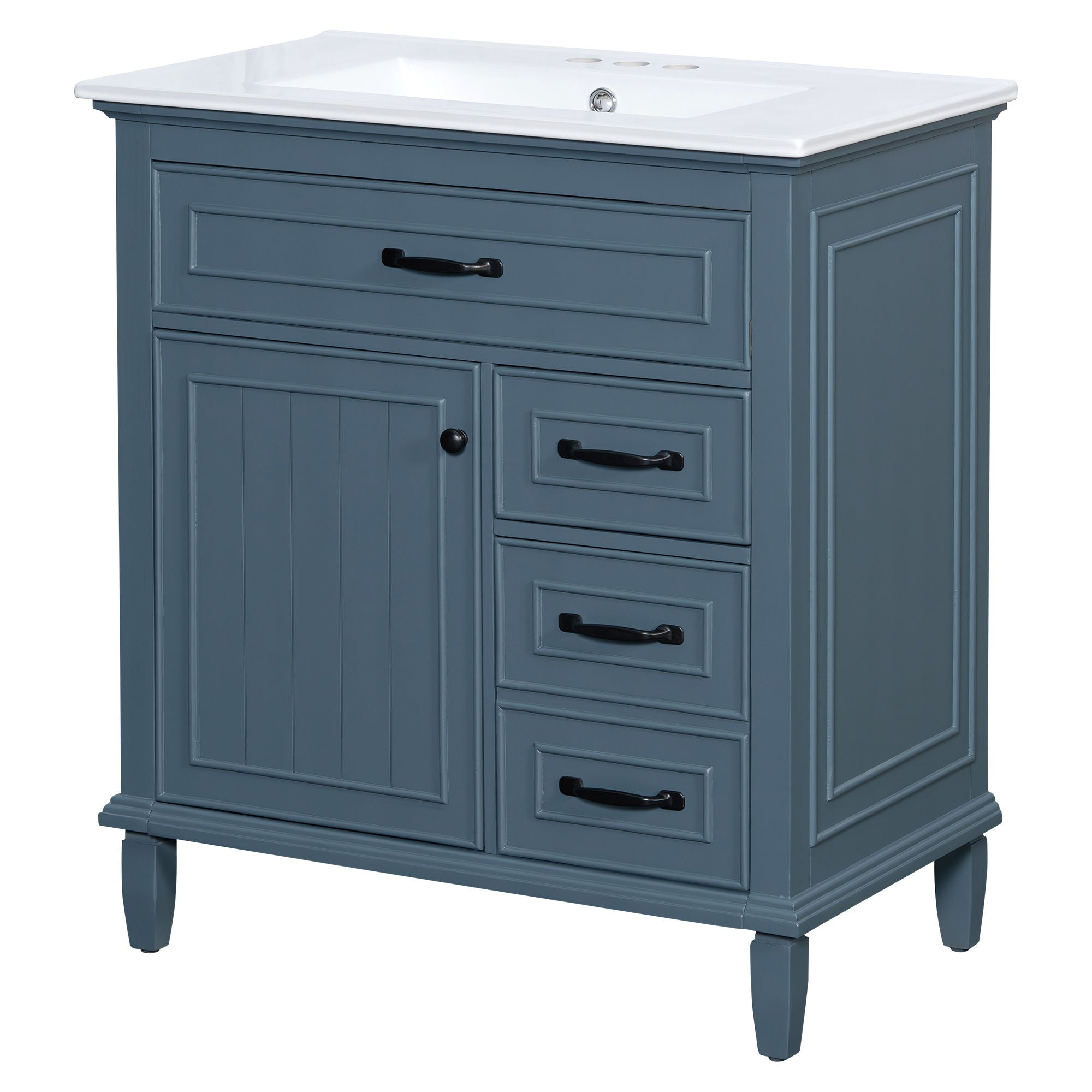 Bathroom Vanity With Sink Top, Flip Drawers, Adjustable Shelf