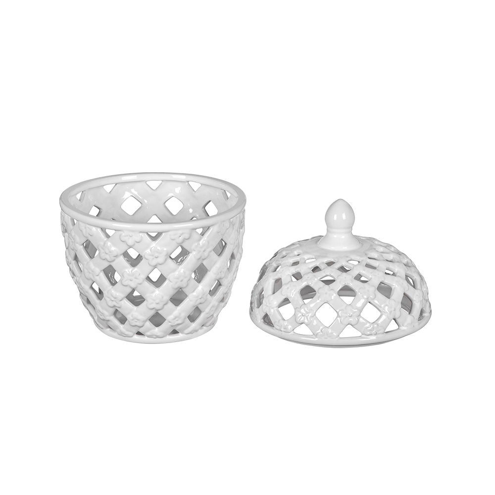Ballas - Bird Lidded Jar - White
