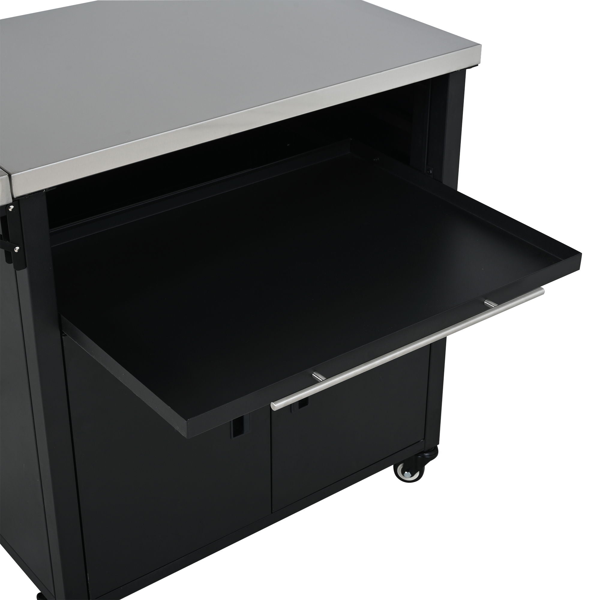 Foldable Outdoor Prep Station BBQ Cart With Trash Rack
