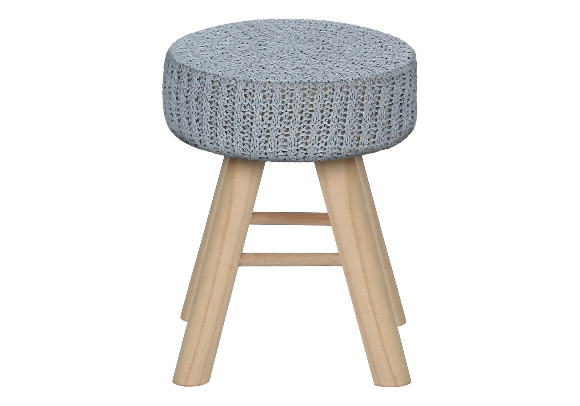 Ottoman, Pouf, Footrest, Foot Stool, Round, Natural Wood Legs, Contemporary, Modern