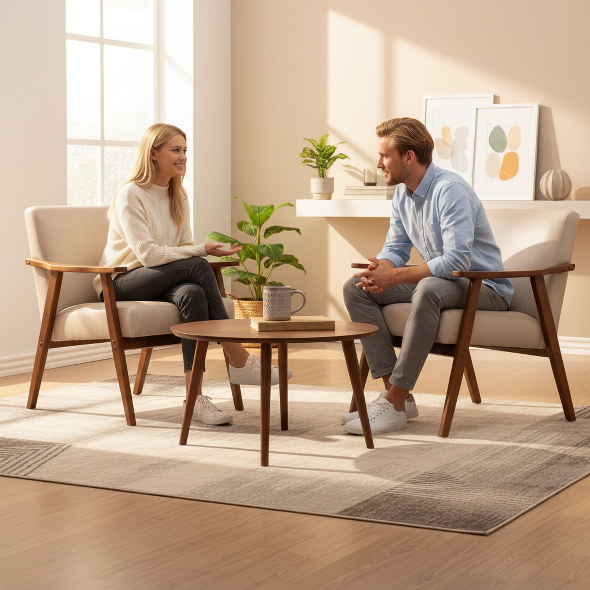 Accent Chair, Classic Mid Century Modern For Extra Seating